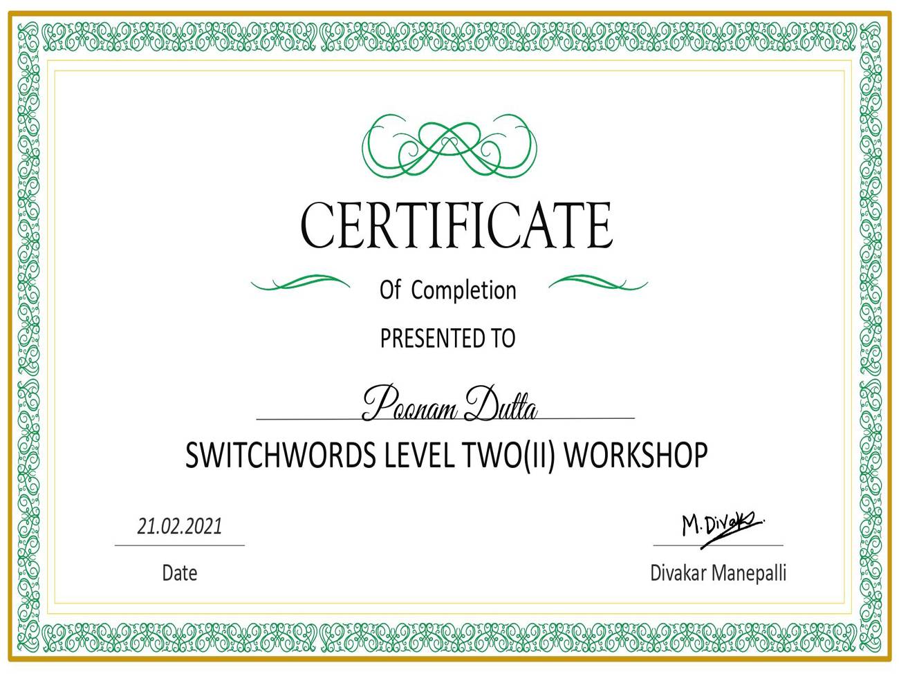 Poonam Dutta switchwords level one 2 workshop