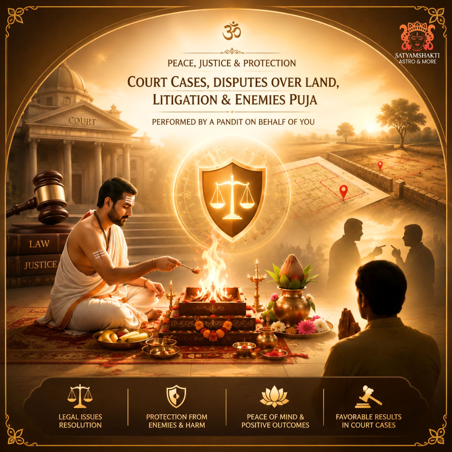 Online Puja for Court Case Victory, Black Magic Removal & Enemy Protection